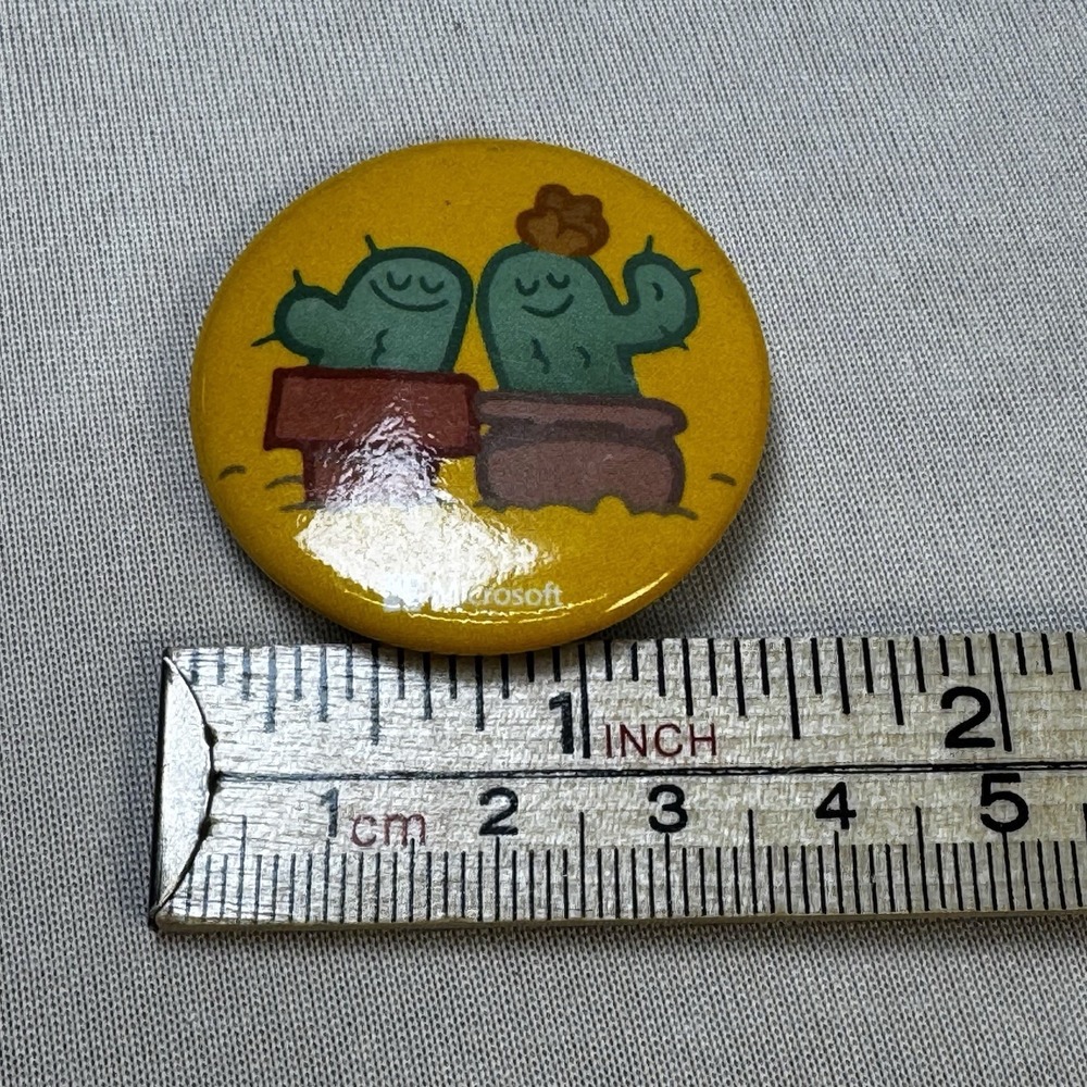 Yellow Double‎ Cactus Microsoft Pinback Button - Picture 2 of 4